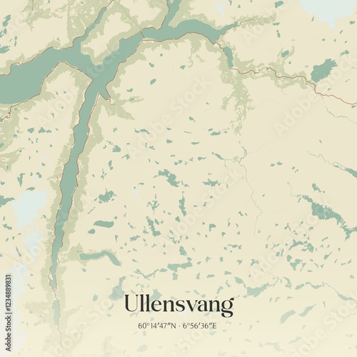 Vintage map of Ullensvang, Norway. photo