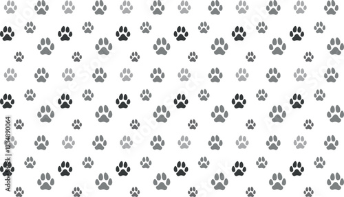 Background design, featuring gray and black paw prints of dogs and cats on a white backdrop