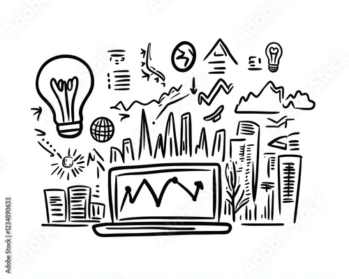 Creative Illustration of Digital Innovation and Green Ideas