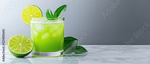 Vibrant Caipirinha Cocktail Photography for Brazilian Party Event Sunset or Indoor Backdrop photo