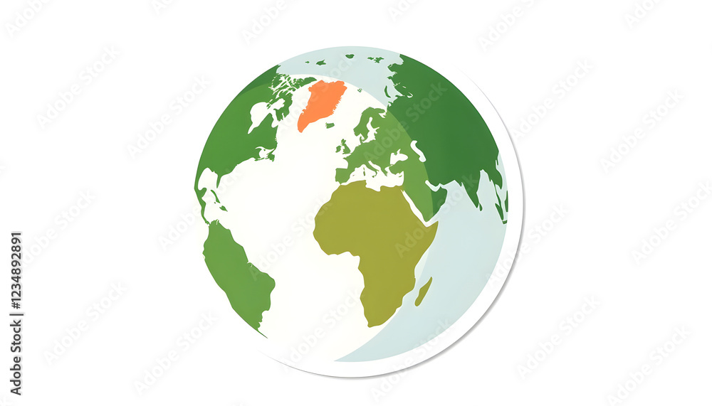 Abstract earth globe with continents and oceans. World or planet icon. Colored flat illustration isolated on white background, sticker style Abstract earth globe with continents and oceans. World or planet icon. Colored flat illustration isolated on white background, sticker style