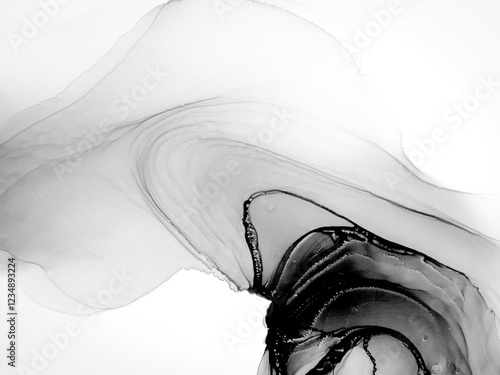 Alcoholic Ink. Monochrome Marble Background Trendy. Grey Alcohol Ink Background. Silver Abstract Oil Color. Color Marble. Ripple Wallpaper. Inked Texture.