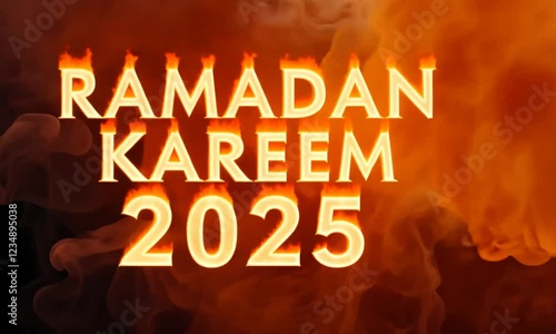 Ramadan Kareem 2025 Text Effect, With blazing Fire. 4k photo