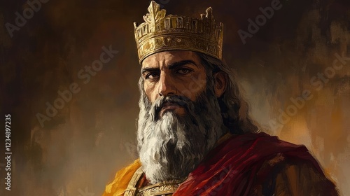 Portrait of the biblical King Solomon. Christian illustration.