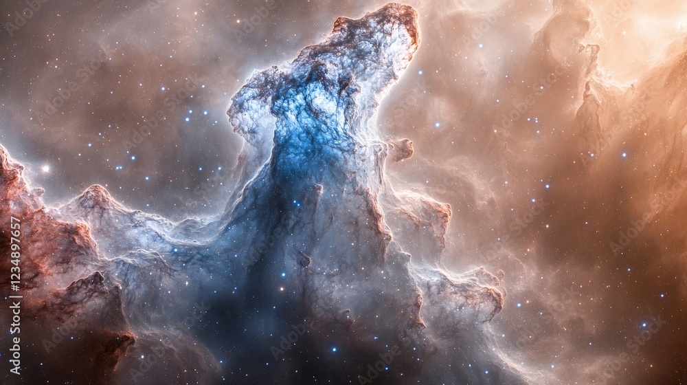 Fototapeta premium Cosmic Pillars: A Celestial Nebula in Serene Hues