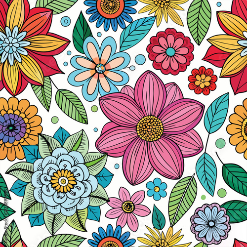 Beauty Floral Pattern Vector Image on White Background.