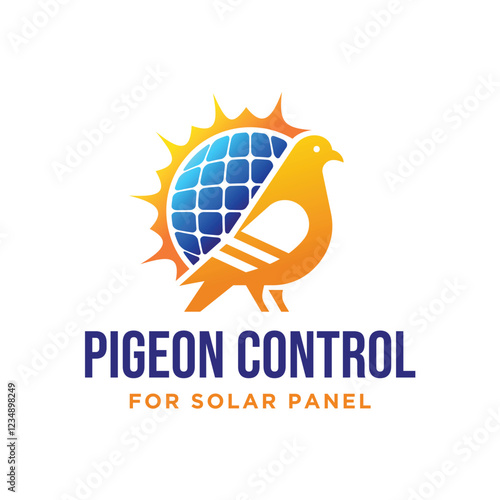 Pigeon Dove with Solar Panel System Logo Design. This design perfect for pigeon evicition, bird control in solar panel business