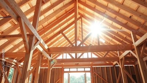 Stunning Wooden Roof Frame House Construction, Roofing Project, Architectural Design, Home Building