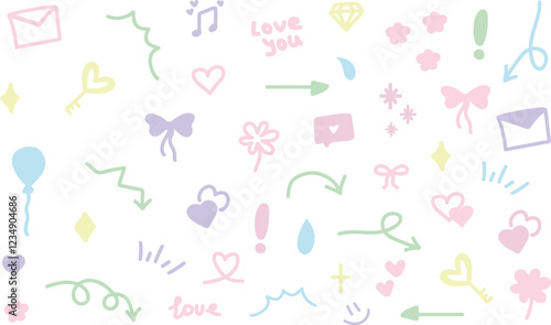 A set of vector illustrations with simple ornaments.The focus line, drawn by hand
