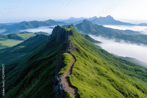 Bergkamm mit Wanderweg und Nebelmeer

 photo