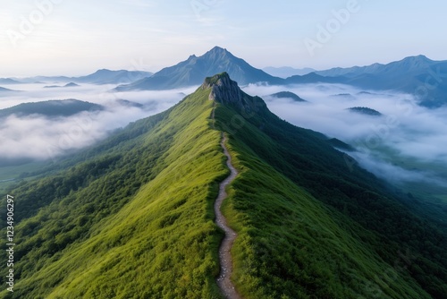 Bergkamm mit Wanderweg und Nebelmeer

 photo