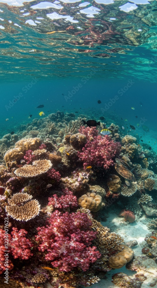 Fototapeta premium Vibrant coral reef underwater ecosystem with diverse marine life