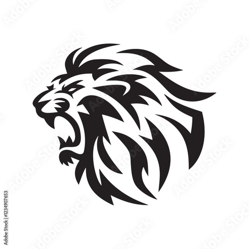 Dynamic silhouette of a roaring lion.vector illustration