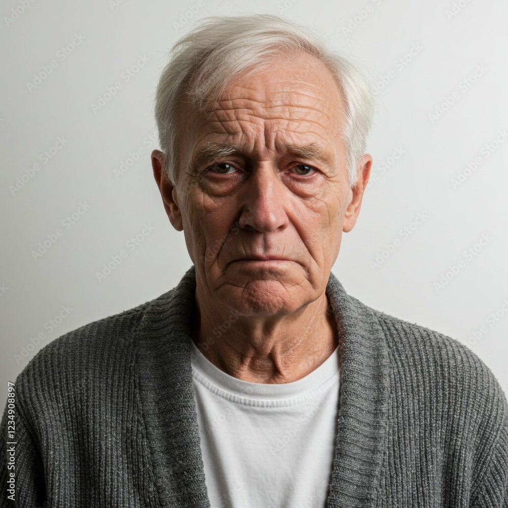 Elderly man with sweater posing against neutral background Elderly man with sweater posing against neutral background