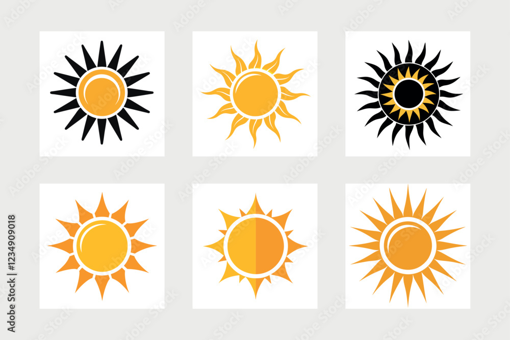 Fototapeta premium A set of sun icon vector art illustration.