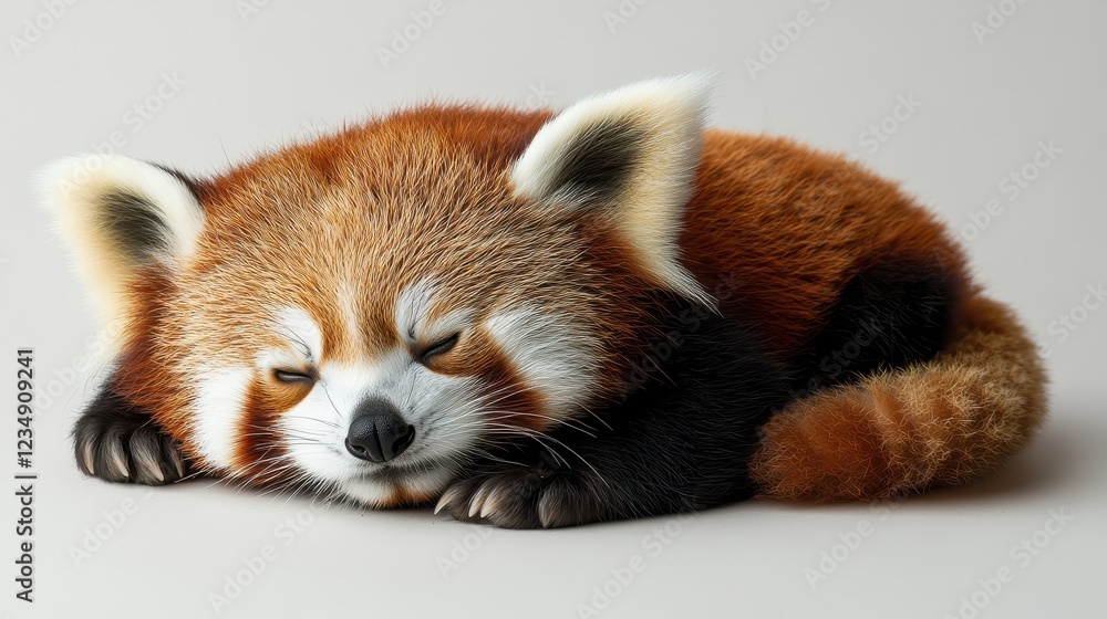 Cute and Adorable Red Panda Sleeping on Soft Surface Cute and Adorable Red Panda Sleeping on Soft Surface