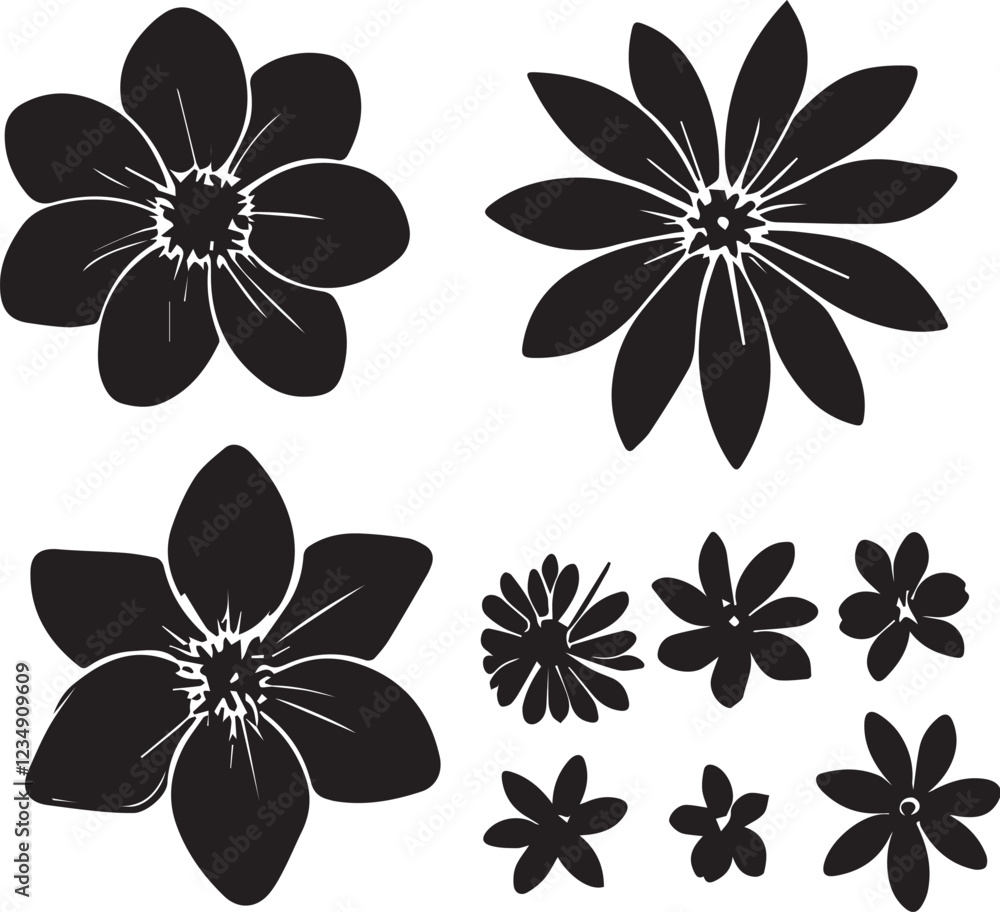 Obraz premium Set flowers. Hand drawn vector illustration