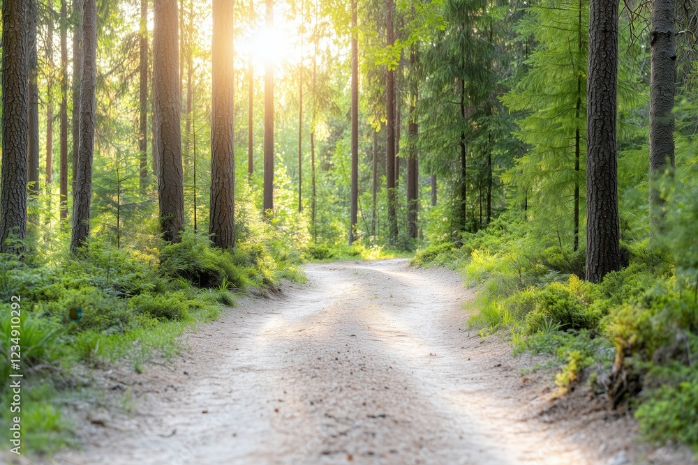 Obraz premium Waldweg durch einen grünen, ruhigen Wald