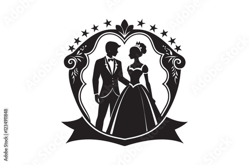 Valentine day romantic love couple silhouette retro vintage romantic