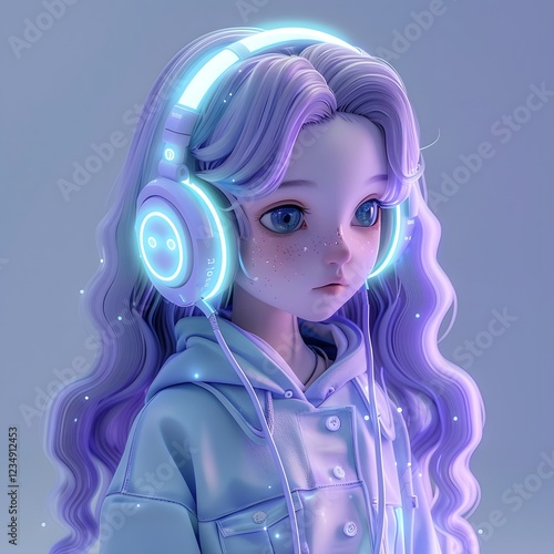Futuristic Girl in Pastel Digital Workspace Coding Project