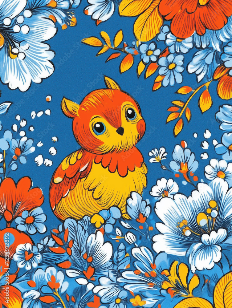 Obraz premium cover for children's notebook, notepad. flowers on a blue background
