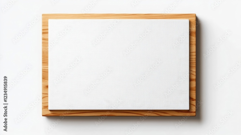 Blank white canvas in a light wooden frame Perfect for mockups art projects and design presentations Blank white canvas in a light wooden frame Perfect for mockups art projects and design presentations