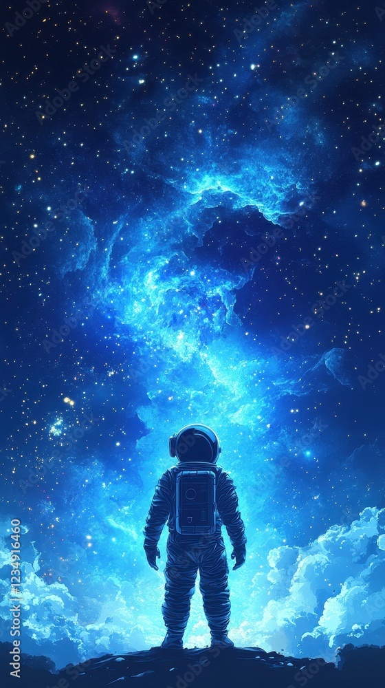 Astronaut Gazing at a Celestial Nebula in Space Astronaut Gazing at a Celestial Nebula in Space
