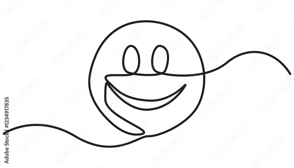 Continuous one line drawing of smile. Single line pattern of smile, smile face continuous one line drawing Continuous one line drawing of smile. Single line pattern of smile, smile face continuous one line drawing