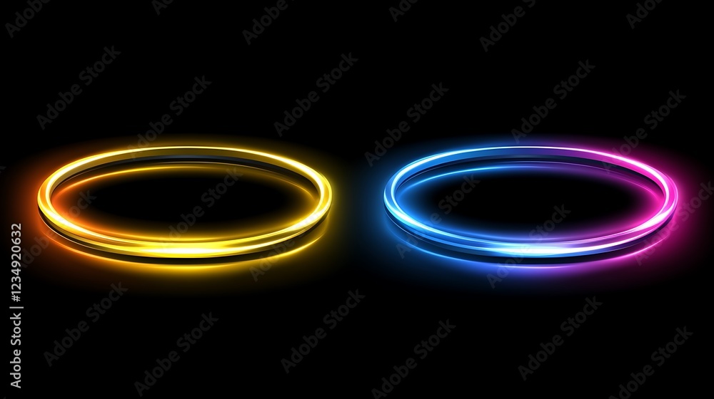 Glowing Neon Rings Abstract Design Illustration Glowing Neon Rings Abstract Design Illustration