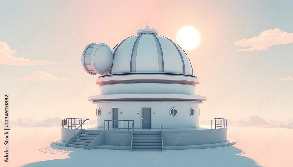 Obraz premium Modern Observatory Building Under a Sunset Sky