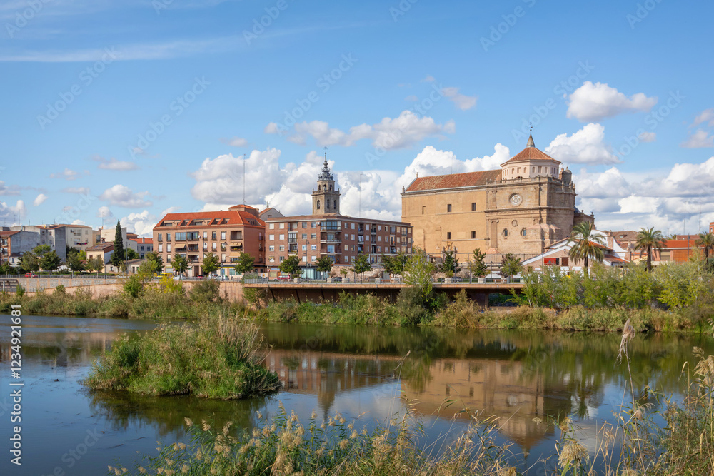 Talavera de la Reina, Spain. View of Iglesia de Santa Catalina church from Tagus river