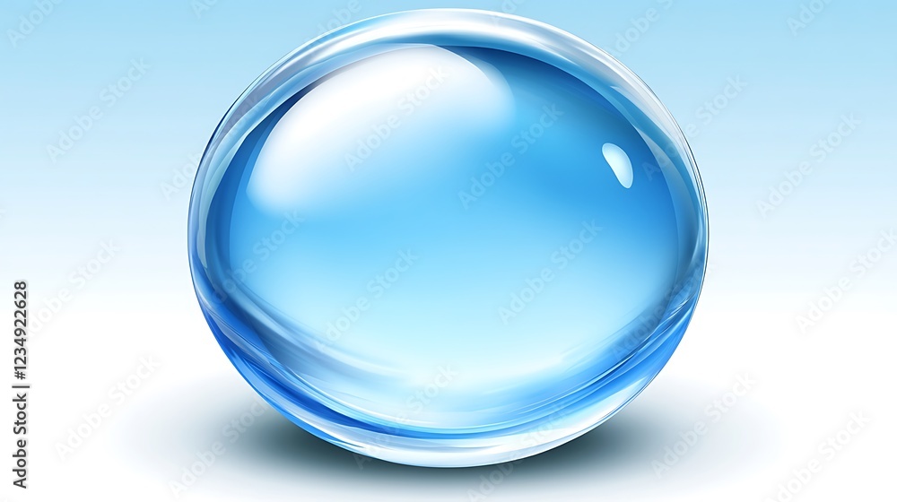 A translucent blue sphere rests on a white surface A translucent blue sphere rests on a white surface