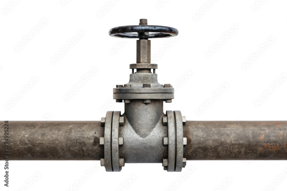Industrial valve used in pipeline management, cut out Industrial valve used in pipeline management, cut out