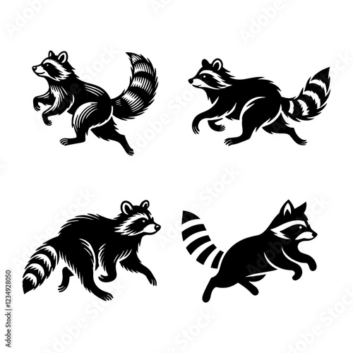 Running Raccoon Silhouette Vector Set – Wildlife Motion Graphics photo