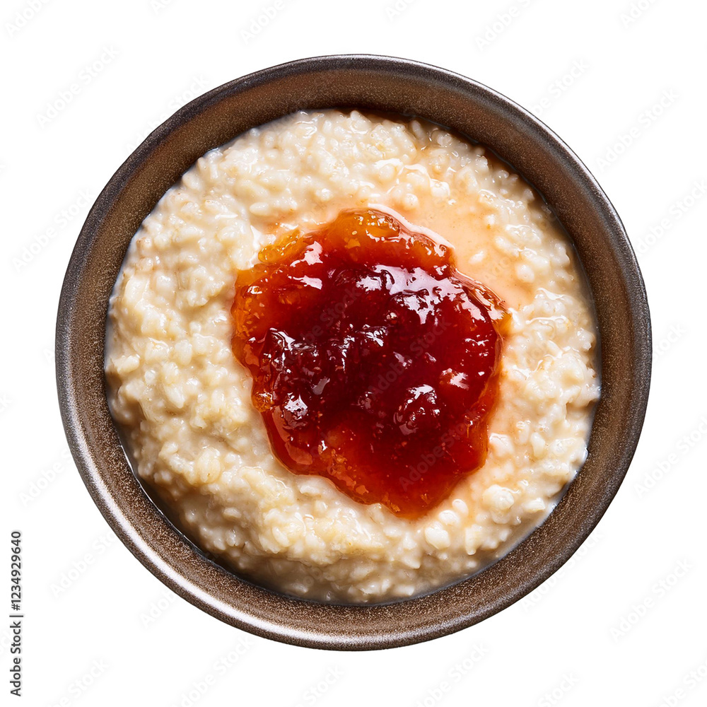 bowl of porridge with jam
