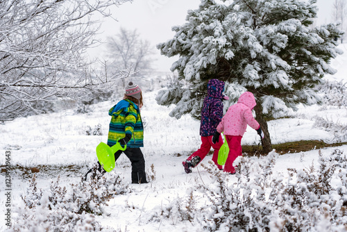 girls playing in the snow