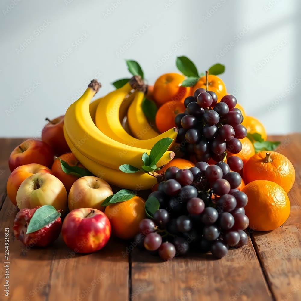 Fresh Fruits on a Wooden Surface Fresh Fruits on a Wooden Surface