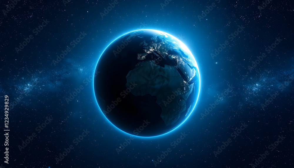 Obraz premium Sphere of nightly Earth planet in outer space - earth in space, masterpiece, with white tones