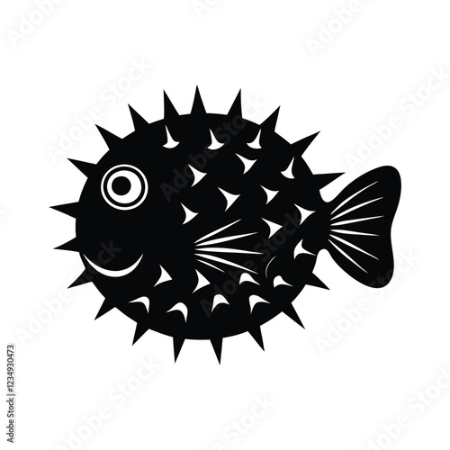 silhouette art of a puffer fish