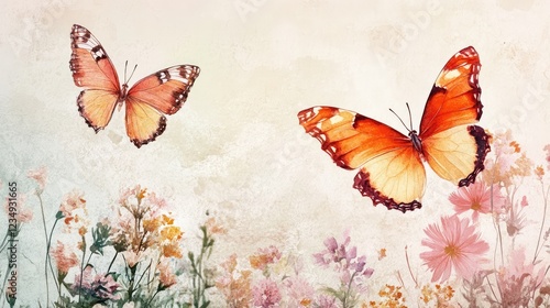 print cute butterfly floral watercolor