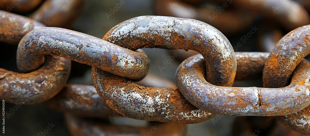 Close-up of a Rusty, Interlinked Metal Chain Close-up of a Rusty, Interlinked Metal Chain