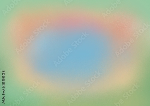 A unique circular aura pattern with green, blue, and orange tones in a soft abstract style