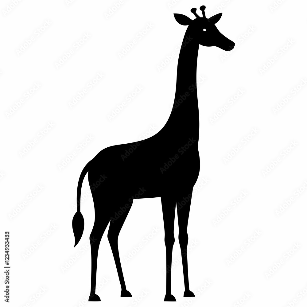 Sleek Giraffe Silhouette - Bold Vector Illustration Sleek Giraffe Silhouette - Bold Vector Illustration