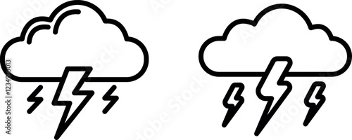 Powerful and Striking Thunderstorm Icon for Weather, Storms, and Meteorology