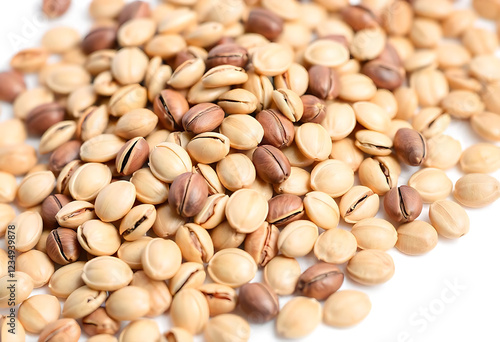 Wallpaper Mural Heap of sunflower seeds and kernel close-up on white background. Isolated
 Torontodigital.ca