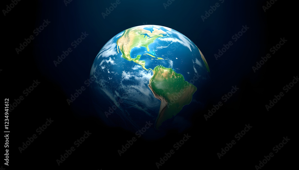 Fototapeta premium earth globe on dark blue background, dramatic atmosphere, with white tones