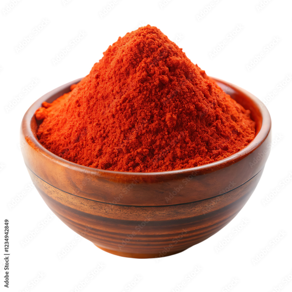 ground paprika in a wooden bowl ground paprika in a wooden bowl
