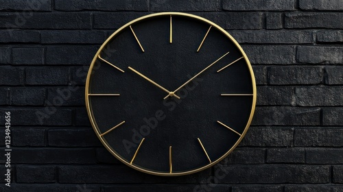 Wallpaper Mural Black gold clock wall decor dark brick background Torontodigital.ca