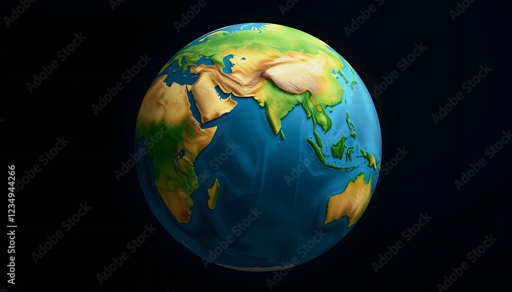 Naklejka premium earth globe on dark background 3D rendering, hand-drawn digital illustration, with white tones