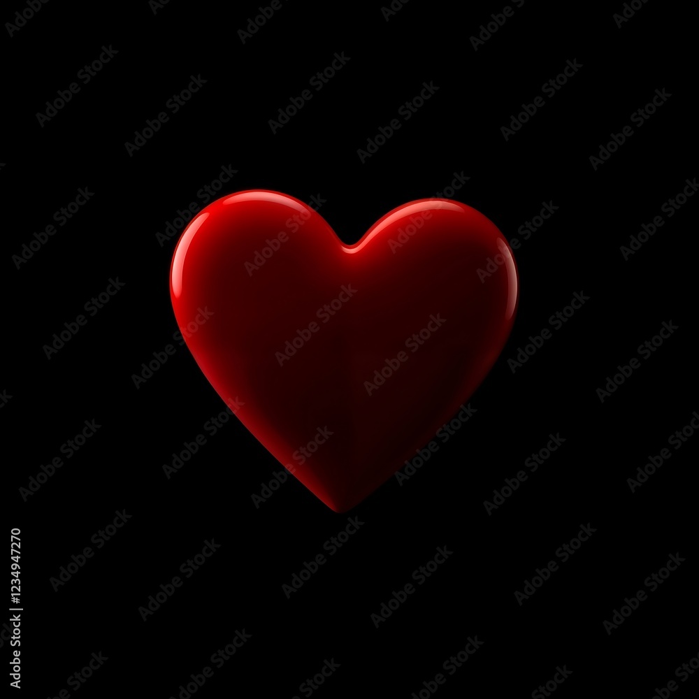 Minimalist glossy red heart on black background. Versatile design asset for love themes, Valentine's Day, romance, healthcare branding, and emotional content. Minimalist glossy red heart on black background. Versatile design asset for love themes, Valentine's Day, romance, healthcare branding, and emotional content.